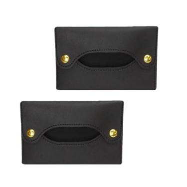 Imagem de Porta-lenços de bolso com 2 peças – Porta-lenços | Bolsa de viagem para lenços | Toalha de papel de bolso | Suporte para saco de lenços | Capa de couro PU para toalha de papel | Bolsa de papel | Bolsa