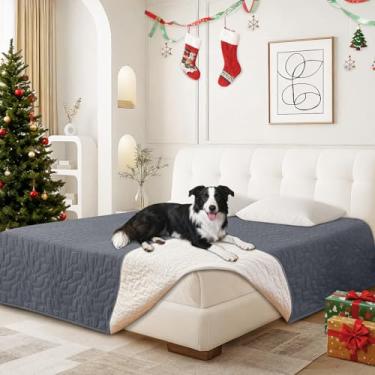 Imagem de CYCMACO Cobertor impermeável para cães, capa de cama macia antiderrapante, lavável para cães, protege sofá, móveis, caixa, carro, cobertor resistente a vazamentos (203 x 203 cm, cinza escuro)