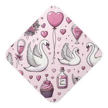 Imagem de Burbuja Toalha de banho de bebê Swan Cake - Toalha com capuz de musselina macia e absorvente para recém-nascidos, 76 x 76 cm