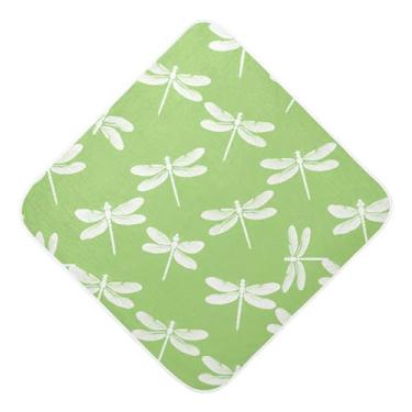 Imagem de Burbuja Dragonflies on Green Toalha de banho para bebê - Toalha com capuz de musselina macia e absorvente para recém-nascidos, 89 x 89 cm