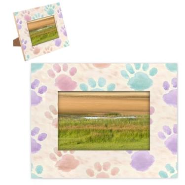 Imagem de hongjinglin Porta-retrato de 28 x 35,5 cm com estampa de patas de madeira, lindas molduras engraçadas com tapete para parede e mesa, para decoração de casa e amigos da família, ideias de presente de