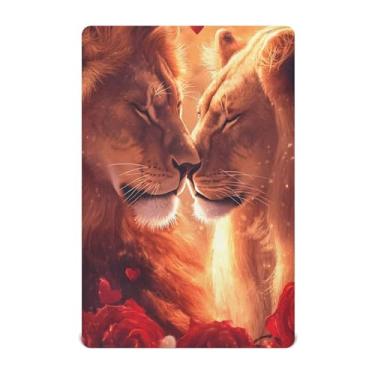 Imagem de xigua Lençol de berço com elástico leão apaixonado para meninas e meninos, macio e respirável, adequado para berço padrão e cama infantil 71 x 132 cm