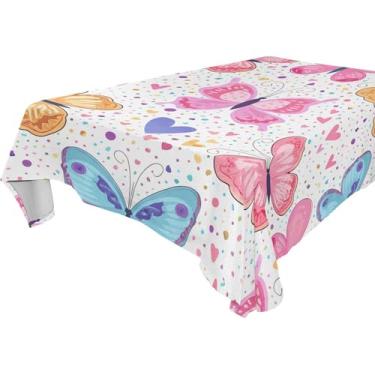 Imagem de Burbuja Toalha de mesa de borboletas coloridas, toalha de mesa quadrada, antirugas, grossa para decoração de jantar, cozinha, festa, 152 x 152 cm