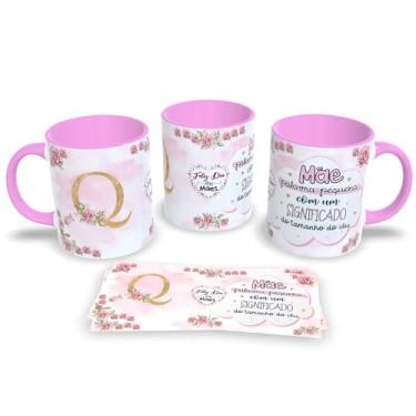 Imagem de Caneca de Porcelana Com Alça e Interior Rosa Estampa Alfabeto das Mães (Q)