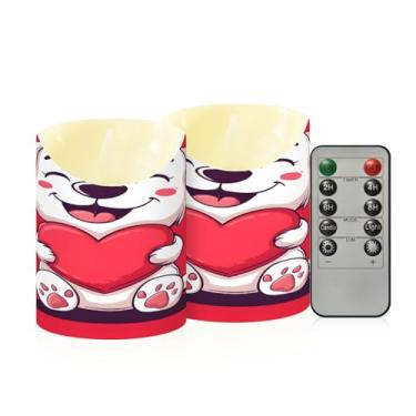 Imagem de Wassud Pacote com 2 velas fofas para cães sem chamas com controle remoto, velas realistas cintilantes com temporizador, velas decorativas para Natal, casamento, festa, decoração de casa pequena
