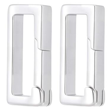 Imagem de Beebeecraft 1 caixa, 20 peças, anéis de portão de mola, banhado a platina, latão, retangular, fecho de mola suave, extensor de conector para colar, chaveiro, bolsas para fabricação de joias