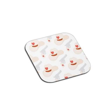 Imagem de Porta Copos Com Ilustração Personalizada Chapéu de Cowboy e Revólver - Tamanho 10.5x10.5 cm