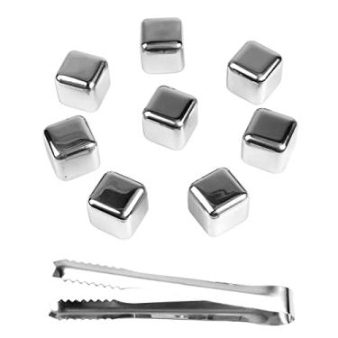 Imagem de Cryfokt Pedras de Uísque de Congelamento Rápido de Aço Inoxidável para Bebidas Geladas, 8 Peças de Cubos de Gelo de Metal Reutilizáveis ​​para Sua Bebida Favorita, Pedras de Uísque de Cubo de Gelo