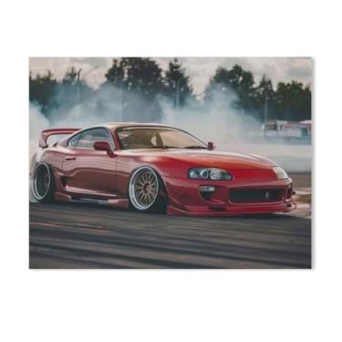 Imagem de HouLaiZhe Track Drift Car Red Sup Jdm Cartazes de Carro Tela Estética Decoração de Quarto Pintura de Parede Impressões Sala de Galeria Decoração de Parede para Quarto Sala de Estar Escritório 18 x 24