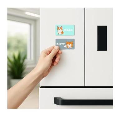 Imagem de Placa suja limpa para lava-louças 2 peças – Ímã limpo e sujo para máquina de lavar louça, indicador de cozinha à prova d'água para organização doméstica (Corgi)