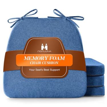 Imagem de Mosluna Almofadas de cadeira para cadeiras de jantar, almofadas de cadeira em forma de D com capa lavável, conjunto de 4 almofadas de espuma viscoelástica de 5 cm de espessura com fundo antiderrapante