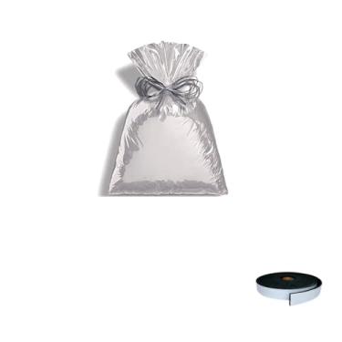 Imagem de Kit Saco Metalizado 25x37 cm com 50 Unidades e Fita Cetim 50mm x 10 Metros