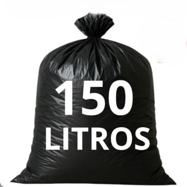 Imagem de Sacos de Lixo Preto Reforçado 150 Litros 0.8 Micras - 100 Unidades Duráveis para Resíduos Médios e Grandes Domésticos/Comerciais (50 SACOS)