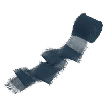 Imagem de PATIKIL Fita de franja de algodão de 3,8 cm x 5,5 m, 1 rolo de fita de algodão desgastada feita à mão para artesanato faça você mesmo, buquês, decoração de casamento, embrulho de presente, azul escuro