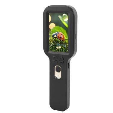 Imagem de Qinlorgo Microscópio Digital Portátil, 5-500 X 3,0 pol. Lente Dupla 1200mAh Lupa de Bolso Registro Lupa de 3 Modos Com Luz Microscópio de Lente Buggy de 16 LED para Exploração (BLACK)