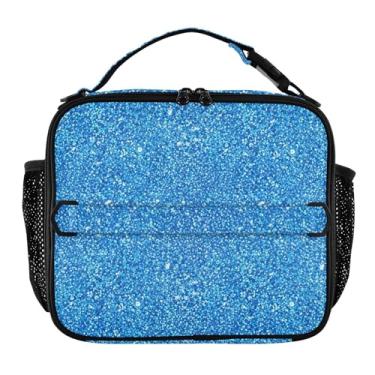 Imagem de Joisal Lancheira azul flash brilhante para mulheres, lancheira personalizada para meninas, crianças, homens, lancheira para trabalho, flores fofas, bolsa térmica para meninos