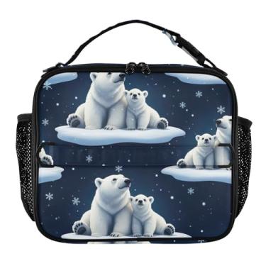 Imagem de Joisal Lancheira branca com ursos polares fofos para mulheres, meninas, lancheira masculina e infantil, lancheira para trabalho, bolsa térmica para meninos
