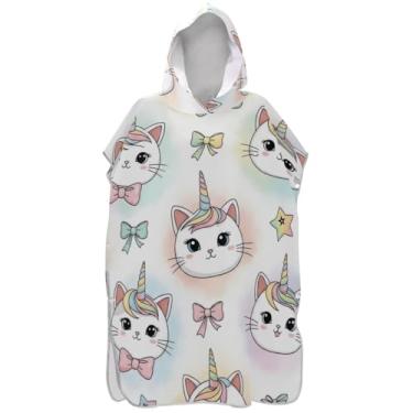 Imagem de Joisal Roupão de trocador de poncho de surfe de unicórnio fofo para praia Adul toalha floral absorvente feminino ponchos com capuz