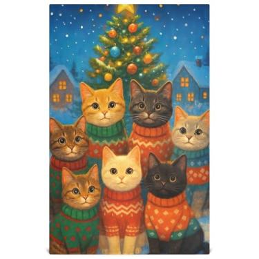 Imagem de Joisal Seven Cute Cats Suéteres festivos Toalhas de prato para decoração de cozinha Toalha de chá de mão fofa para lavar louças, absorvente macio 45 x 71 cm, 4 pacotes com 4