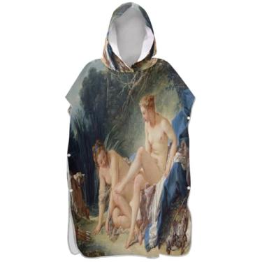 Imagem de Joisal Rococó Pintura Estética Surf Poncho Trocador Roupão para Adultos Absorvente Homens Mulheres Poncho com Capuz Praia Banho Toalhas Com Capuz