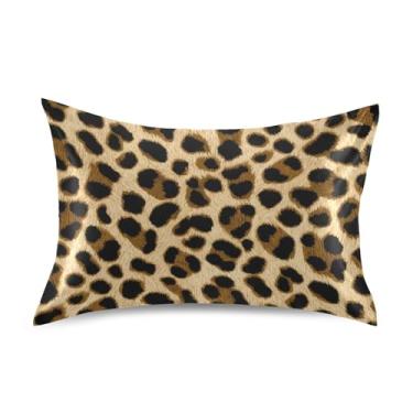 Imagem de Fronha padrão de leopardo preto marrom bege king queen fronhas de cetim impressão refrescante para cama de casa sofá king size 101,6 cm x 50,8 cm