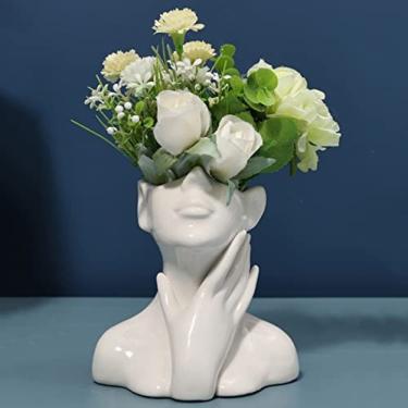 Imagem de Vaso De Cabeça De Corpo Feminino Vaso De Cerâmica Branca Moderno Escultura Criativa Vaso De Rosto Plantador Elegante Corpo Humano Vasos Para Decoração De Flores Plantas Suculentas,eu,YUYANAIAI