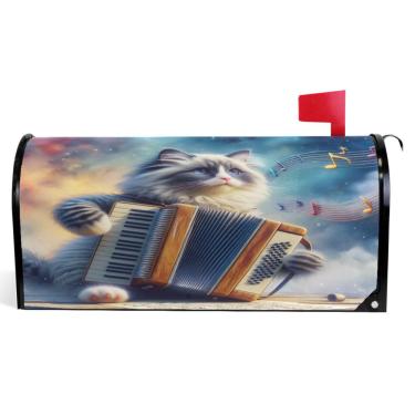 Imagem de TSENQUE Capas magnéticas decorativas para caixa de correio de primavera envoltórios de caixa de correio de vinil para casa de fazenda decorações ao ar livre gato fofo animal colorido tamanho grande