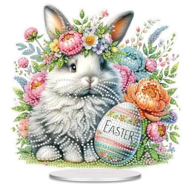 Imagem de SHLUHA Kits de arte de diamante de Páscoa para adultos, design de ovos, formato especial, decoração de mesa acrílica com base para decoração de mesa (LL114)