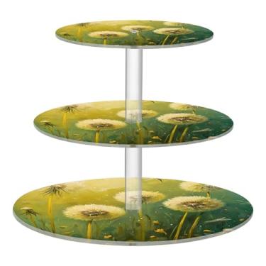 Imagem de Suporte de cupcake para festa de chá de dente-de-leão, 3 camadas, acrílico para torre de cupcake, suporte de servir para festas, sobremesas, expositores de aniversário