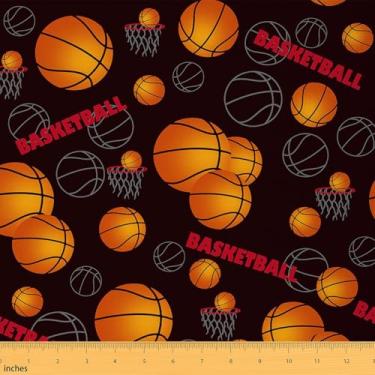 Imagem de jejeloiu Tecido de basquete por The Yard 1 jarda Kids Sports Game 3D Dino Print Tecido estofado para cadeiras para meninos meninas adolescentes laranja escuro tecido impermeável ao ar livre