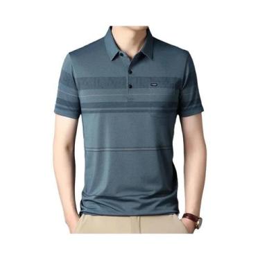 Imagem de Camisas polo coreanas para homens, camisas casuais de manga curta slim