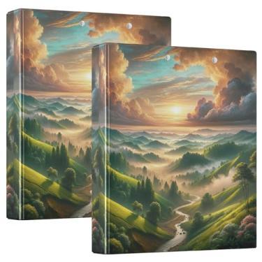 Imagem de Fichários Idyllic Green Valley Dreamy View de 3 cm com 3 argolas para 200 folhas, caderno, floral, redondo, 31,5 x 27 x 6 cm, 1 pacote