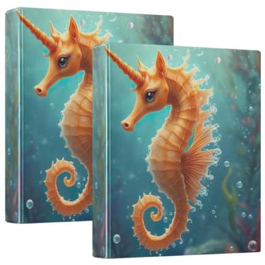 Imagem de Fichário fofo de cavalo marinho de 3,8 cm com 3 anéis para guardar 200 folhas, lindo fichário para escritório, 1 pacote