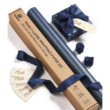 Imagem de Conjunto de papel de embrulho Vitalizart Blue Pearly-Lustre 5m com fit