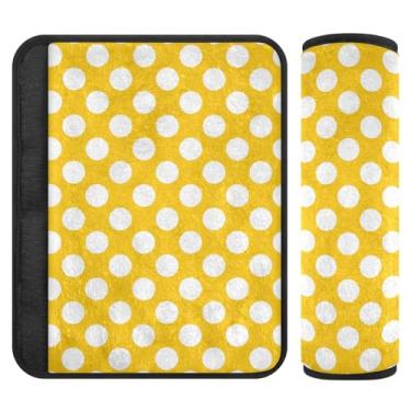 Imagem de Joitme Almofada de cinto de segurança de bolinhas amarelas, capas de alça de assento de carro finas, adequadas para vários usos, capa de alça de carrinho de bebê