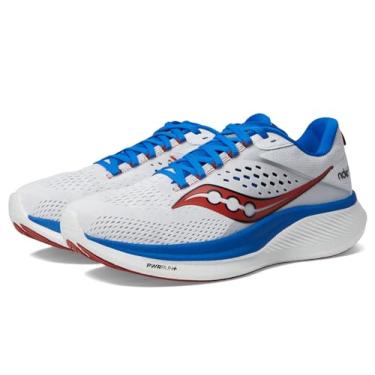 Imagem de Saucony Tênis masculino Ride 17, Branco/cobalto, 8