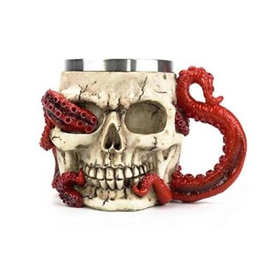 Imagem de BVSTJIUJI Caneca vintage em forma de polvo vermelho 450 ml - decoração de festa de Halloween e utensílios para bebidas para café, chá, chocolate quente