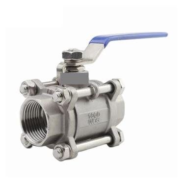 Imagem de ROUPWKWO 1 peça SS 304 válvula de esfera de aço inoxidável 1/10.2 cm 3/20.3 cm 1/5.1 cm 3/10.2 cm 2.5 cm 1-1/10.2 cm rosca fêmea 3 fatias tipo de rosca de válvula esférica de porta completa (2.5 cm)