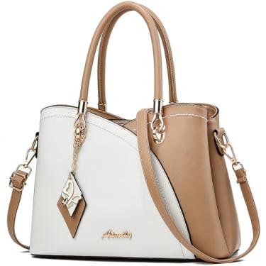 Imagem de DAINAOTM Bolsas e bolsas femininas de couro PU bolsa de ombro transversal com alça superior, Tp branco cáqui