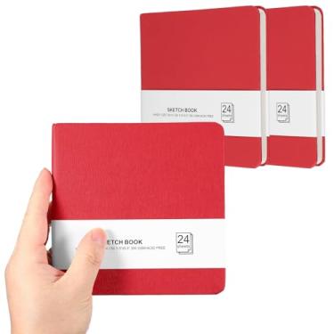 Imagem de PATIKIL Caderno de desenho pequeno, 14 x 13 cm, pacote com 3, mini bloco de papel aquarela, 300 g/m², papel grosso, 24 folhas/48 páginas, bolso quadrado para desenhar, viagem, artista, adultos