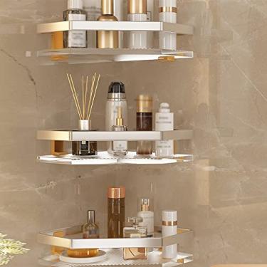 Imagem de Prateleiras de chuveiro Prateleira triangular acrílica para banheiro, toalheiro montado na parede, suporte de canto para chuveiro