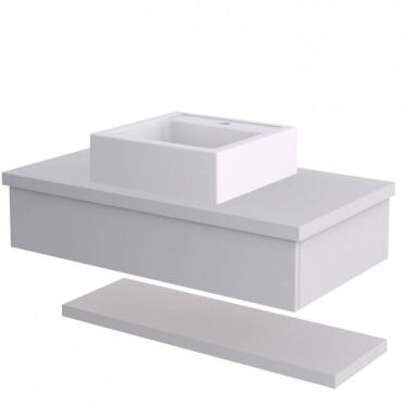 Imagem de Bancada para Banheiro 80cm com Cuba Q39 Prateleira e Espelheira 806w Metrópole Compace