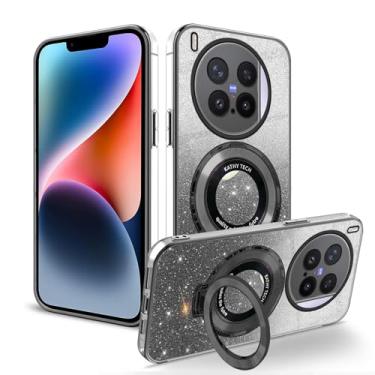 Imagem de Anlalish Capa compatível com Vivo X300 Pro com suporte de anel, capa transparente para celular Vivo X300 Pro Glitter Silicone TPU (preta)