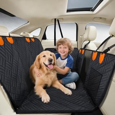 Imagem de Hvygss Capa de assento de carro de cachorro de fundo rígido para banco traseiro, resistente a arranhões, capa de assento de carro estendida resistente a arranhões, rede impermeável para carro com