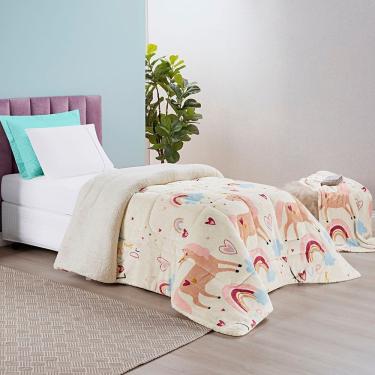 Imagem de Edredom Coberdrom Diverkids Solteiro Sherpa Toque Lã Carneiro - Unicórnio