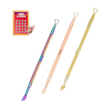Imagem de Conjunto de 3 ferramentas raspadoras de bilhetes de loteria em ouro, ouro rosa e cores arco-íris, arranhador multifuncional profissional para loteria, adesivos, etiquetas - kit raspador de metal