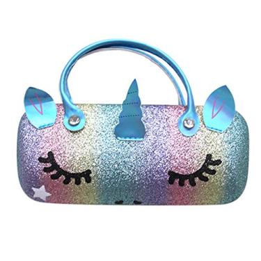 Imagem de LEOMOSTE Estojo de óculos de sol feminino colorido para meninas, bolsa de armazenamento de maquiagem, portátil, com alça, estampa de gato, tamanho único