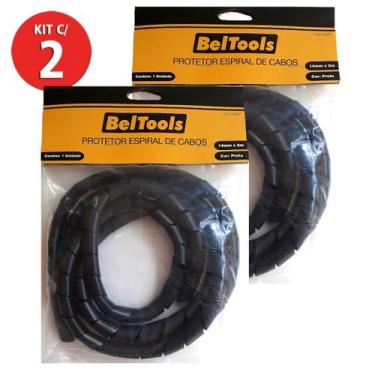 Imagem de Kit 2 Protetor Cabos Espiral 14mm X 2 Metros Preto Beltools