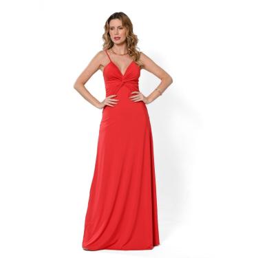 Imagem de Vestido Bisô Jersey Longo Torção Vermelho-Feminino
