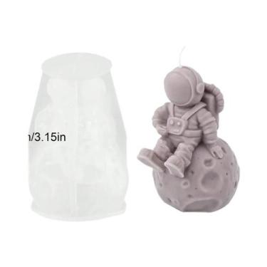 Imagem de Molde De Silicone De Astronauta Sentado Na Lua Para DIY, Sabonete Arom